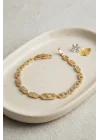 Mey İthalat® Gold Renk Zirkon Taşlı Messika Model Bileklik