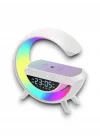 Mey İthalat® Google Dijital Kablosuz Şarj Özellikli Bluetooth Hoparlör Gece Lambası