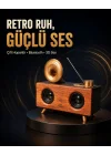 Mey İthalat® Gramafon Tasarımlı Bluetooth Hoparlör 3D Ses Teknolojili Çok Fonksiyonlu