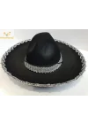 Mey İthalat® Gümüş Renk Şeritli Meksika Mariachi Latin Şapkası 55 cm Çocuk