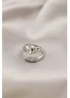 Mey İthalat® Gümüş Renkli Metal Kaplan Model Zirkon Taşlı Kadın Yüzük