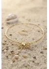Mey İthalat® Güneş Model Gold Renk Choker Kadın Kolye