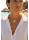 Mey İthalat® Güneş Model Gold Renk Choker Kadın Kolye