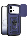 Mey İthalat®  Huawei Honor 600 Pars Lens Yüzüklü Silikon - Lacivert