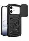 Mey İthalat®  Huawei Honor 600 Pars Lens Yüzüklü Silikon - Siyah