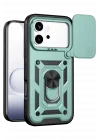 Mey İthalat®  Huawei Honor 600 Pars Lens Yüzüklü Silikon - Yeşil