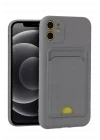 Mey İthalat®   iPhone 11 Kılıf Kelvin Kartvizitli Silikon - Gri