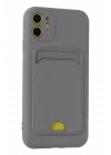 Mey İthalat®   iPhone 11 Kılıf Kelvin Kartvizitli Silikon - Gri