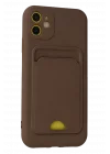 Mey İthalat®   iPhone 11 Kılıf Kelvin Kartvizitli Silikon - Kahverengi