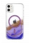Mey İthalat®   iPhone 11 Lotus Simli Magsafe Kapak - Mor