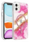 Mey İthalat®   iPhone 11 Lotus Simli Magsafe Kapak - Pembe