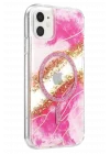 Mey İthalat®   iPhone 11 Lotus Simli Magsafe Kapak - Pembe