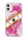 Mey İthalat®   iPhone 11 Lotus Simli Magsafe Kapak - Pembe
