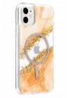 Mey İthalat®   iPhone 11 Lotus Simli Magsafe Kapak - Turuncu