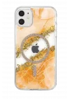 Mey İthalat®   iPhone 11 Lotus Simli Magsafe Kapak - Turuncu
