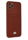 Mey İthalat®   iPhone 11 Pro Max Kılıf Kelvin Kartvizitli Silikon - Bordo