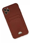Mey İthalat®   iPhone 11 Pro Max Kılıf Kelvin Kartvizitli Silikon - Bordo