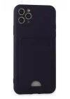 Mey İthalat®   iPhone 11 Pro Max Kılıf Kelvin Kartvizitli Silikon - Derin Mor