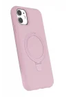 Mey İthalat®   iPhone 11 Regal Magsafe Standlı Kapak - Açık Pembe