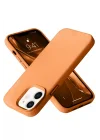 Mey İthalat®   iPhone 12 Kılıf Nano içi Kadife Silikon - Turuncu