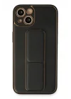 Mey İthalat®   iPhone 13 Kılıf Coco Deri Standlı Kapak - Siyah