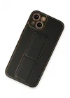 Mey İthalat®   iPhone 13 Kılıf Coco Deri Standlı Kapak - Siyah