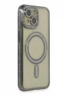 Mey İthalat®   iPhone 13 Kılıf Joke Simli Magneticsafe Kılıf - Gri