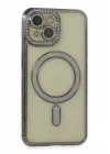 Mey İthalat®   iPhone 13 Kılıf Joke Simli Magneticsafe Kılıf - Gri