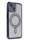 Mey İthalat®   iPhone 13 Kılıf Joke Simli Magneticsafe Kılıf - Lacivert