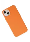 Mey İthalat®   iPhone 14 Kılıf Nano içi Kadife Silikon - Turuncu
