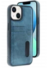 Mey İthalat®   iPhone 14 Kılıf Sara Kartvizitli Deri Kılıf - Lacivert
