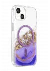 Mey İthalat®   iPhone 14 Lotus Simli Magsafe Kapak - Mor