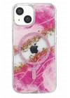 Mey İthalat®   iPhone 14 Lotus Simli Magsafe Kapak - Pembe