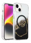 Mey İthalat®   iPhone 14 Lotus Simli Magsafe Kapak - Siyah