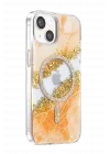 Mey İthalat®   iPhone 14 Lotus Simli Magsafe Kapak - Turuncu
