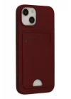 Mey İthalat®   iPhone 14 Plus Kılıf Kelvin Kartvizitli Silikon - Bordo