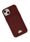 Mey İthalat®   iPhone 14 Plus Kılıf Kelvin Kartvizitli Silikon - Bordo