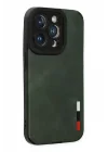 Mey İthalat®   iPhone 14 Pro Max Kılıf Loop Deri Silikon - Yeşil
