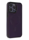 Mey İthalat®  iPhone 14 Pro Max Kılıf Ozzi Magsafe Deri Kapak - Derin Mor