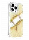 Mey İthalat®   iPhone 14 Pro Max Lotus Simli Magsafe Kapak - Gümüş