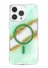Mey İthalat®   iPhone 14 Pro Max Lotus Simli Magsafe Kapak - Yeşil