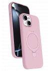 Mey İthalat®   iPhone 14 Regal Magsafe Standlı Kapak - Açık Pembe