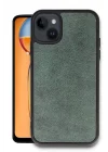 Mey İthalat®   iPhone 15 Kılıf Aras Deri Kapak - Koyu Yeşil