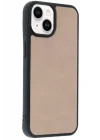 Mey İthalat®   iPhone 15 Kılıf Aras Deri Kapak - Pudra