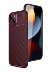 Mey İthalat®   iPhone 15 Kılıf Auto Focus Karbon Kapak - Bordo