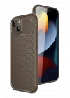 Mey İthalat®   iPhone 15 Kılıf Auto Focus Karbon Kapak - Kahverengi