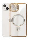 Mey İthalat®  iPhone 15 Kılıf Joke Simli Magneticsafe Kılıf - Gold