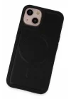 Mey İthalat®  iPhone 15 Kılıf Ozzi Magsafe Deri Kapak - Siyah