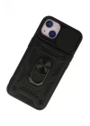 Mey İthalat®   iPhone 15 Kılıf Pars Lens Yüzüklü Silikon - Siyah