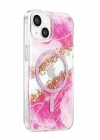 Mey İthalat®   iPhone 15 Lotus Simli Magsafe Kapak - Pembe